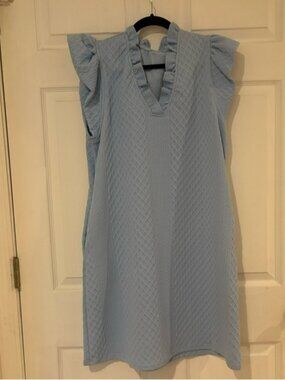 NWOT Light Blue Ruffle Sleeve V-Neck Women's Dress